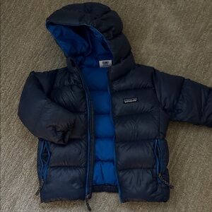 Patagonia Dark Blue Hooded Puffer Jacket